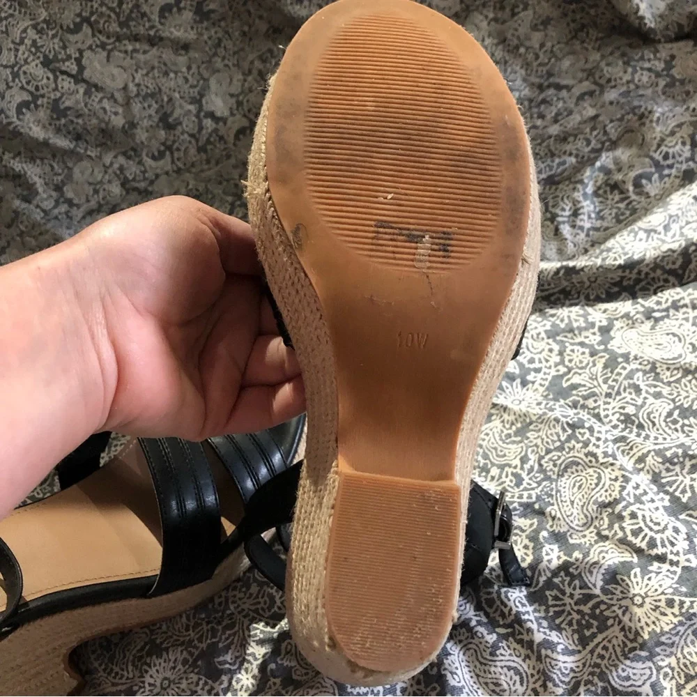 torrid Black Espadrille Wedge Sandals